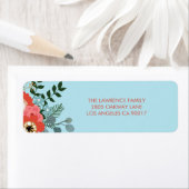 Coral Red Floral Blue Weihnachtsadresse (Insitu)