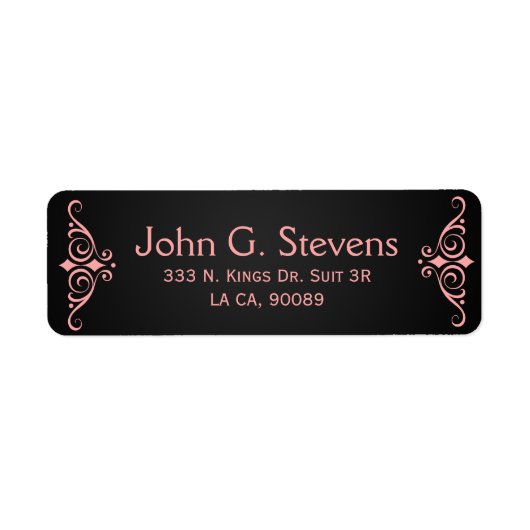 Coral Red Floral Ornament on Black (Vorne)