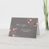 Coral Red Gray Damask Wedding Danke Card (Vorderseite)