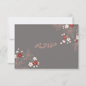 Coral Red Grey Floral UAWG Wedding Card RSVP Karte (Rückseite)