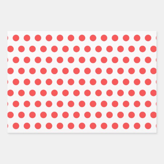 Coral Red Hahnentrittmuster Monogram Polka Dot Geschenkpapier Set (Vorderseite 3)
