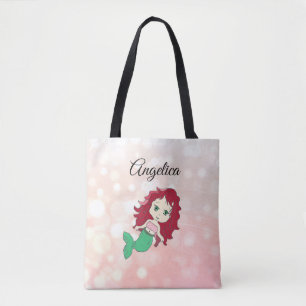 Coral Red Haired Mermaid Personalisiert Tote Bag Tasche