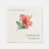 Coral Red Hibiscus Tropical Beach Wedding Serviette (Vorderseite)