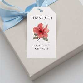 Coral Red Hibiscus Tropical Destination Wedding  Geschenkanhänger