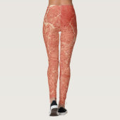 Coral Red Marble Texture Leggings (Rückseite)