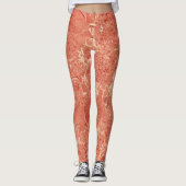 Coral Red Marble Texture Leggings (Vorderseite)