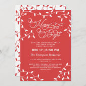 Coral Red Merry String Lights Weihnachts-Party Einladung (Vorne/Hinten)