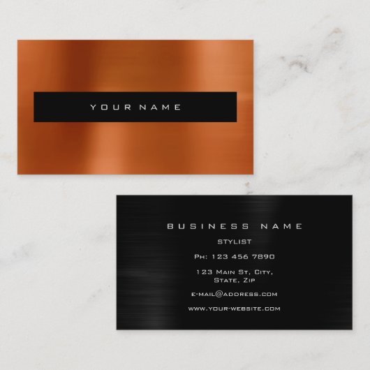 Coral Red Metallic Black Fashion Stylist Visitenkarte (Vorne/Hinten)