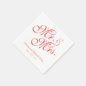 Coral Red Mr. und Mrs. Wedding Paper Napkins Serviette (Ecke)