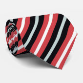 Coral Red Navy Blue White Stripes Krawatte (Gerollt)