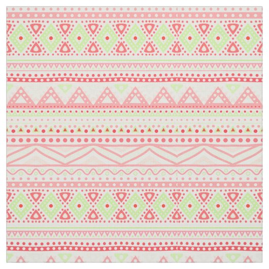 Coral Red Pink Lime Green Aztec Zigzag Muster Stoff (Muster)