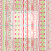 Coral Red Pink Lime Green Aztec Zigzag Muster Stoff (Kachel)