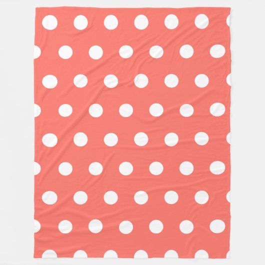 Coral Red Polka Dots Muster Fleecedecke (Vorderseite)