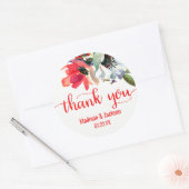 Coral Red Poppy Gastgeschenk Hochzeit Runder Aufkleber (Umschlag)