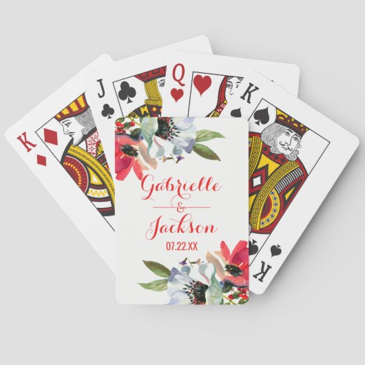 Coral Red Poppy Gastgeschenk Hochzeit Spielkarten (Rückseite)