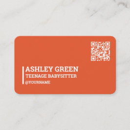 Coral Red QR Teen Childcare Visitenkarte