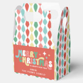 Coral Red Retro Groovy Merry Christmas Geschenkschachtel (Geöffnet)