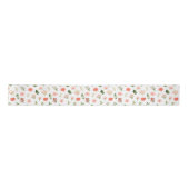 Coral Red Roses and Foliage Pattern Satinband (Vorderseite)