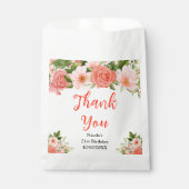 Coral Red Roses Birthday Thank You Geschenktütchen (Vorderseite)