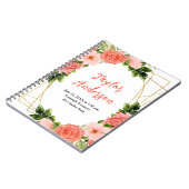 Coral Red Roses Floral Baby Birth Stats Notizblock (Linke Seite)