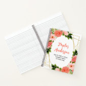 Coral Red Roses Floral Baby Birth Stats Notizblock (Innenseite)