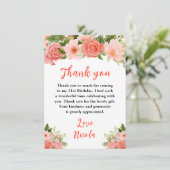 Coral Red Roses with Foliage Birthday Dankeskarte (Stehend Vorderseite)