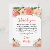 Coral Red Roses with Foliage Birthday Dankeskarte (Vorderseite)