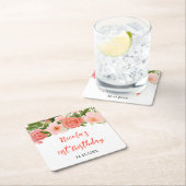 Coral Red Roses with Foliage Birthday Rechteckiger Pappuntersetzer (Vor Ort)