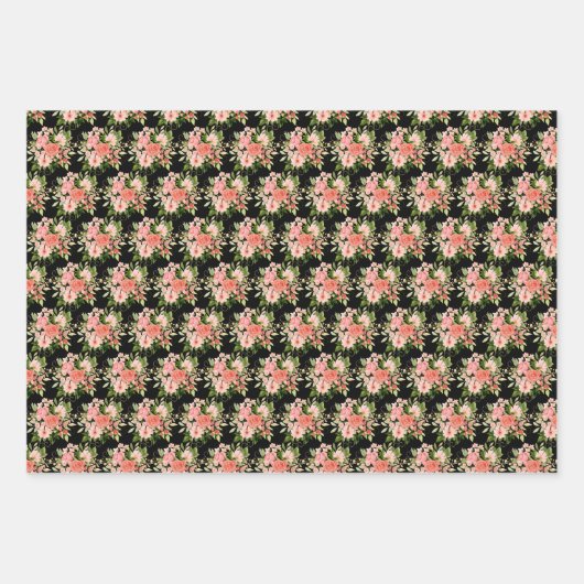 Coral Red Roses with Foliage Geschenkpapier Set (Vorderseite 3)