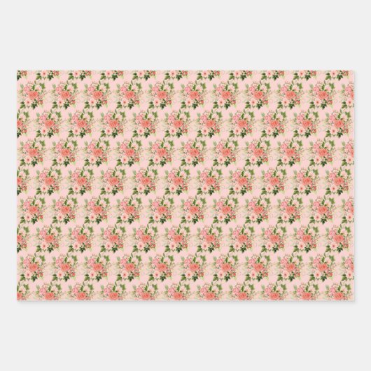 Coral Red Roses with Foliage Geschenkpapier Set (Vorderseite 2)