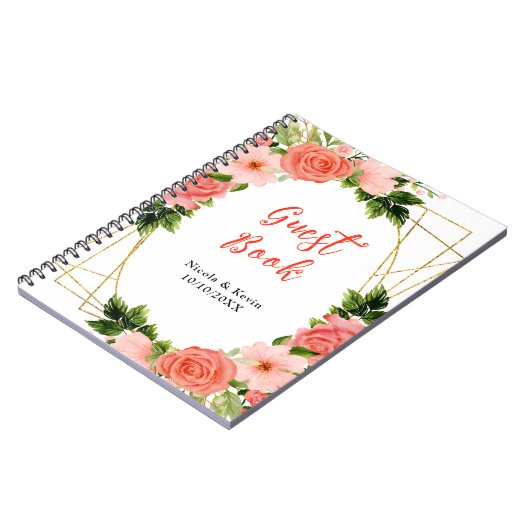 Coral Red Roses with Foliage Notizblock (Linke Seite)