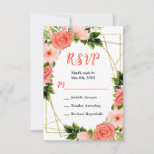 Coral Red Roses with Foliage RSVP Karte (Vorderseite)