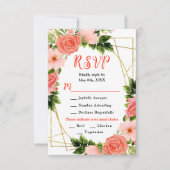 Coral Red Roses with Foliage RSVP Karte (Vorderseite)