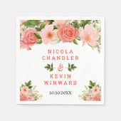 Coral Red Roses with Foliage Serviette (Vorderseite)