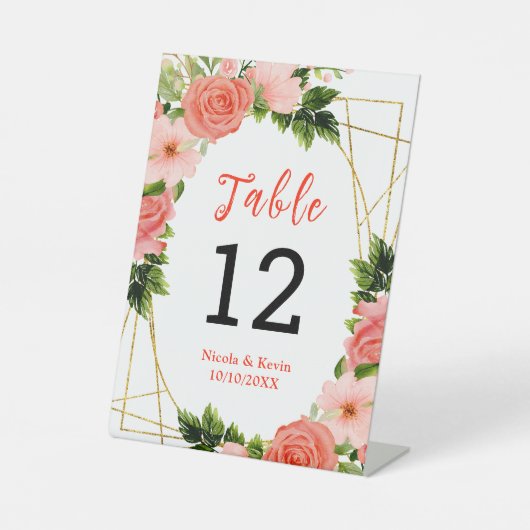 Coral Red Roses with Foliage Sockelschild (Vorderseite)