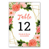 Coral Red Roses with Foliage Tischnummer (Rückseite)