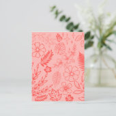 Coral Red Tropical Floral Pattern  Postkarte (Stehend Vorderseite)