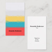 Coral Red Turquoise Blue Yellow Grey White Stripes Visitenkarte (Vorne/Hinten)