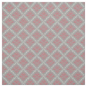 Coral Red und Cream Damask on Silver Gray Stoff (Muster)