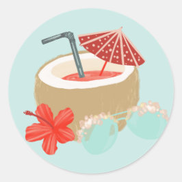 Coral Red und Mint Coconut trinken und Sonnenbrill Runder Aufkleber