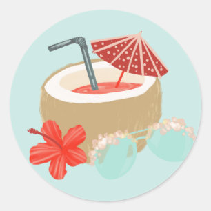 Coral Red und Mint Coconut trinken und Sonnenbrill Runder Aufkleber