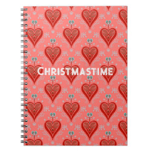 Coral Red Vintage Weihnachtsherz ornaThrow Kissen Notizblock