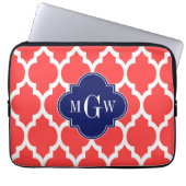 Coral Red Whart Marokkaner #4 Navy Name Monogram Laptopschutzhülle (Vorderseite)