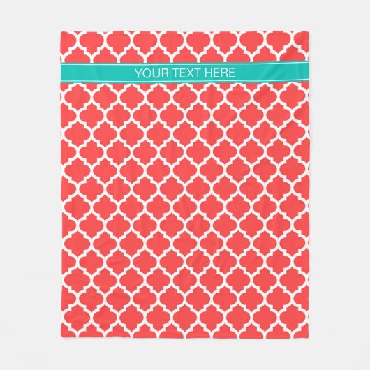 Coral Red Whart marokkanische #5 Monogram Aquamari Fleecedecke (Vorderseite)