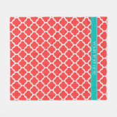 Coral Red Whart marokkanische #5 Monogram Aquamari Fleecedecke (Vorderseite (Horizontal))