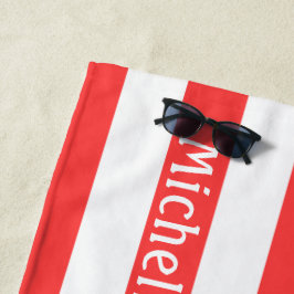 Coral Red White Cabana Streifen Strandtuch