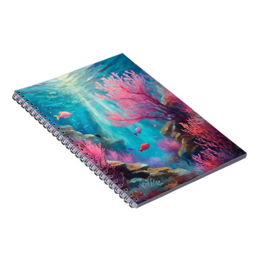 Coral Reef Abstrakt Ocean Moderne Kunst Notizblock (Rechte Seite)