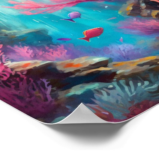 Coral Reef Abstrakt Ocean Moderne Kunst Poster (Ecke)