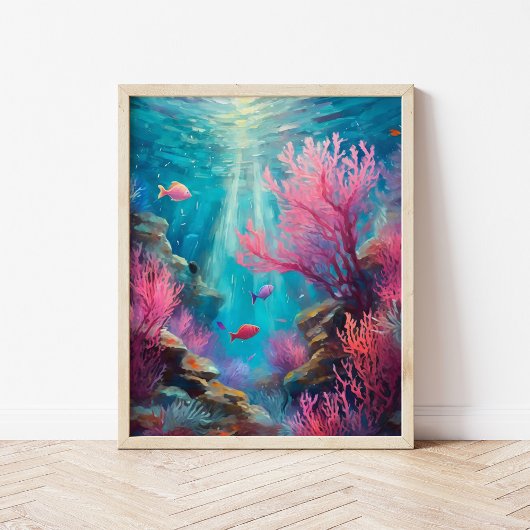 Coral Reef Abstrakt Ocean Moderne Kunst Poster