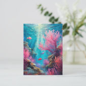Coral Reef Abstrakt Ocean Moderne Kunst Postkarte (Stehend Vorderseite)